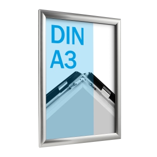 Snap frame, aluminium, A3 stainless steel | 25 mm | Mitred