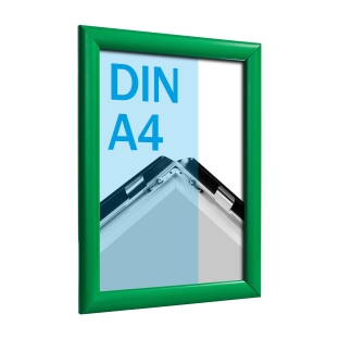 Snap frame, aluminium, A4 green | 25 mm | Mitred