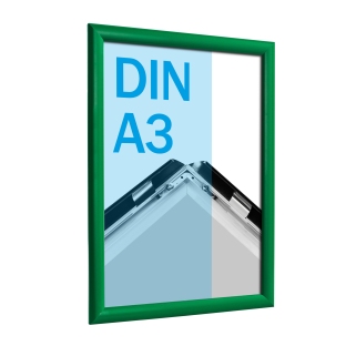Snap frame, aluminium, A3 green | 25 mm | Mitred