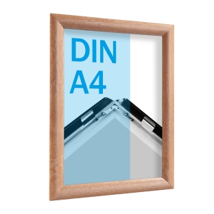 Snap frame, aluminium, A4 wood look light | 25 mm | Mitred