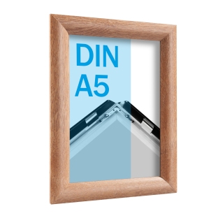 Snap frame, aluminium, A5 wood look light | 25 mm | Mitred