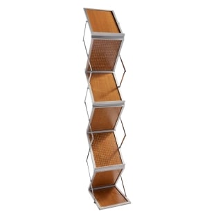 Brochure stand foldable BOSTON 6 x A4 with case, wood 