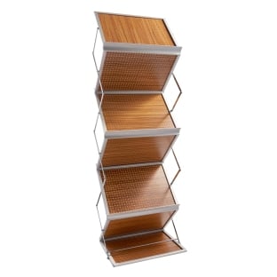 Brochure stand foldable BOSTON 12 x A4 or 6 x A3 with case, wood 