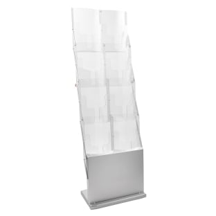 Brochure stand foldable DENVER 8 x A4 with bag, silver 