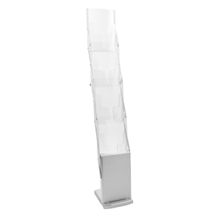 Brochure stand foldable DENVER 4 x A4 with bag, silver 
