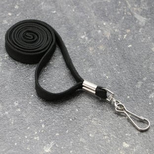 Lanyards, 10 mm wide black | with rotabable metal hook