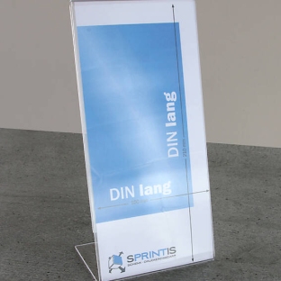 L-shaped sign holder, for inserts DL, portrait, transparent 