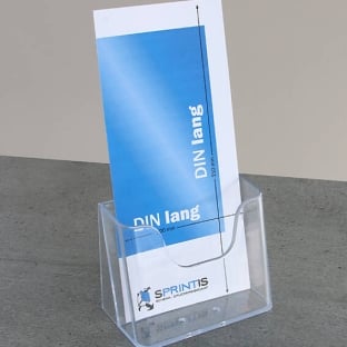 Leaflet holder, for inserts DL, 1 compartment, portrait, transparent 