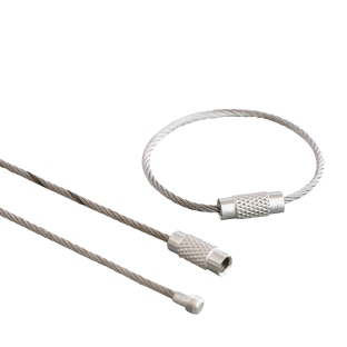 Wire keyrings with screw connector, 150 mm, silver 