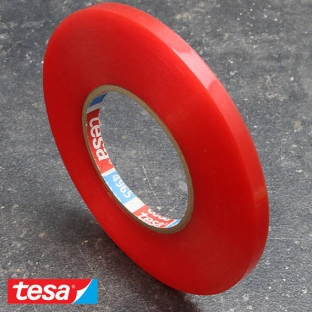 Tesa 4965, double-sided adhesive PET tape, very strong acrylic adhesive, red foil cover 6 mm