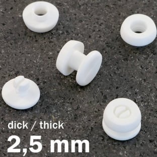 Snap rivets with thick head white | 2.5 mm