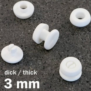 Snap rivets with thick head white | 3 mm