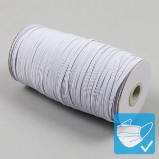Flat elastic cords on reel, 3 mm, white (reel with 130 m) 