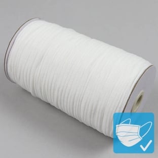 Elastic cords on reel, 3 mm, extra soft, white (reel with 200 m) 