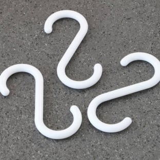 S-hooks, 55 mm long, white plastic white