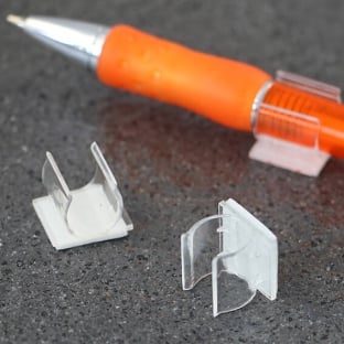 Pen holders, 12 x 15 mm, self-adhesive, transparent 