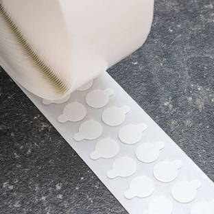 Double sided adhesive discs, acrylic foam, 0,5 mm thick, permanent/permanent 15 mm | 1000 pieces