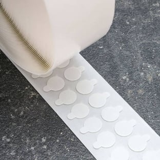 Double-sided pure acrylic adhesive discs, 0.5 mm thick, permanent/permanent 20 mm | 3000 Stk