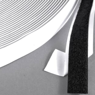 Loop tape self-adhesive, for hook and loop fasteners (roll with 25 m) 16 mm | black