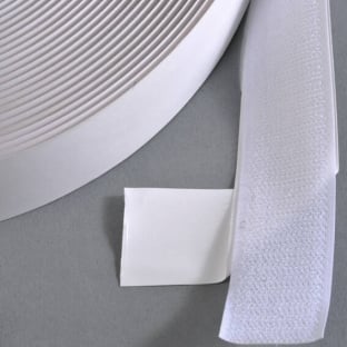 Hook tape self-adhesive, for hook and loop fasteners (roll with 25 m) 25 mm | white