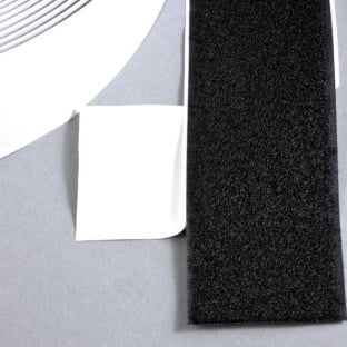 Loop tape self-adhesive, for hook and loop fasteners (roll with 25 m) 50 mm | black