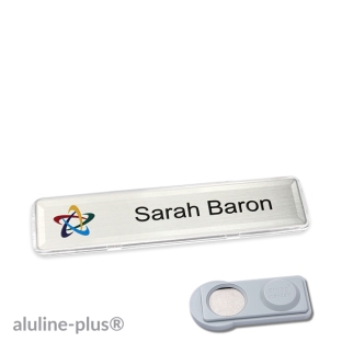 Name badges with magnet aluline-plus® 16, silver 