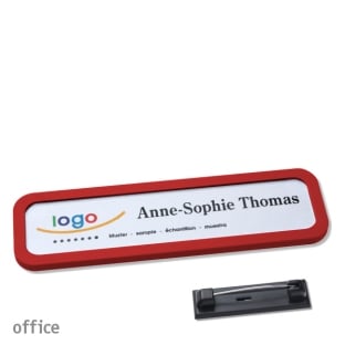 Name badges with pin Office 20, red 