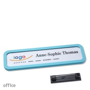 Name badges with pin Office 20, pastel blue 