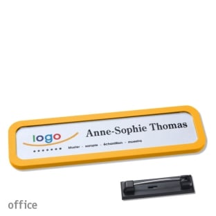 Name badges with pin Office 20, yellow 