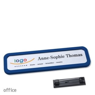 Name badges with pin Office 20, dark blue 