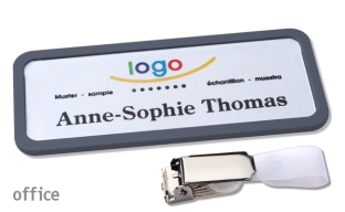 Name badges with hanger clip Office 30, anthracite 