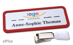Name badges with hanger clip Office 30, red 