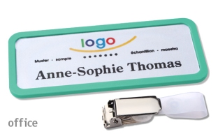 Name badges with hanger clip Office 30, pastel green 