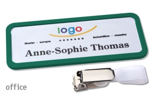 Name badges with hanger clip Office 30, green 