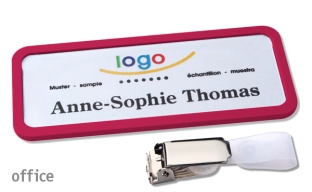 Name badges with hanger clip Office 30, purple 