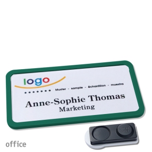 Name badges with magnet Office 40, extra strong, green 