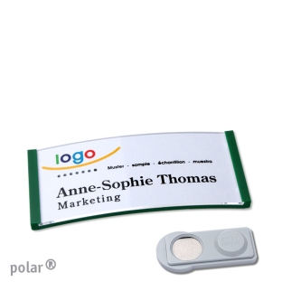Name badges with magnet Polar 30, green 