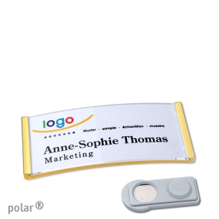 Name badges with magnet Polar 30, gold 