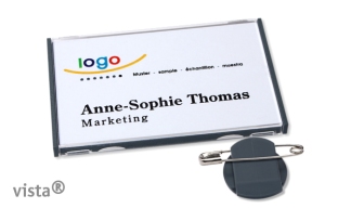 Name badges with clamp Vista 40, anthracite 