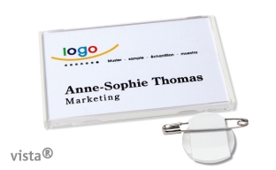 Name badges with clamp Vista 40, white 