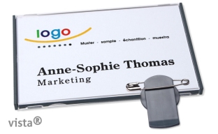 Name badges with clamp Vista 50, anthracite 