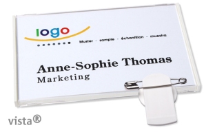 Name badges with clamp Vista 50, white 