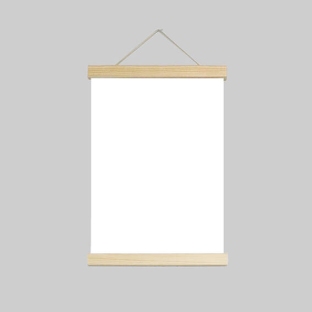 Wooden poster hangers, with suspension cord and magnetic fastening 220 mm | Pine