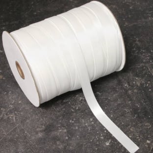 Satin Ribbon, 10 mm, white (300 m per roll) 