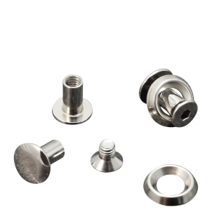 Binding screws with rosette disc, 10 mm, nickel-plated 