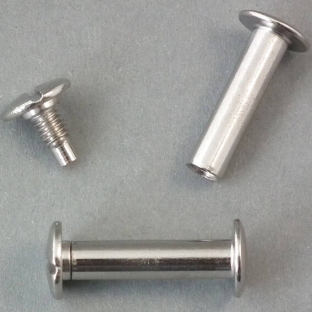 Binding screws, nickel-plated 11 mm | sleeve nut with smooth head, screw with slotted head