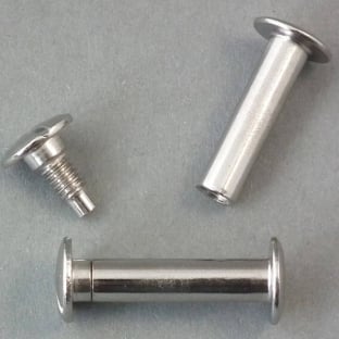 Binding screws, nickel-plated 14 mm | sleeve nut with smooth head, screw with slotted head