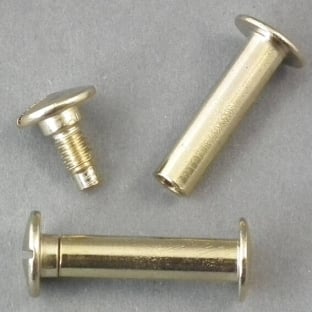 Binding screws, brass-plated 14 mm | sleeve nut with smooth head, screw with slotted head