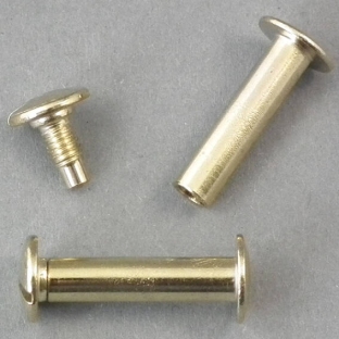 Binding screws, brass-plated 16 mm | sleeve nut with smooth head, screw with slotted head