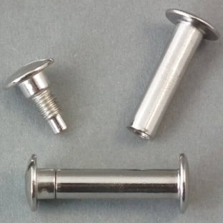 Binding screws, nickel-plated 18 mm | sleeve nut with smooth head, screw with slotted head